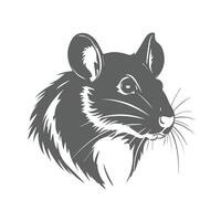 A black and white illustration of a mouse vector