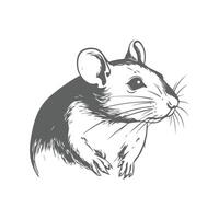 A black and white drawing of a mouse vector
