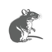 A black and white illustration of a mouse vector