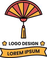 A red and yellow fan with a white background vector