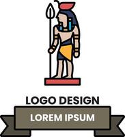 man with a spear and a headdress vector