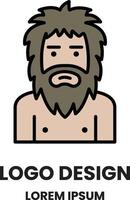 A man with a beard and a beard is shown in a cartoon style vector