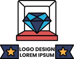 diamond is displayed in a glass case vector
