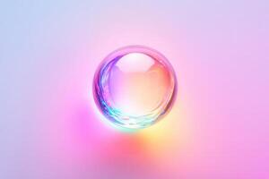 Bright colorful glass sphere shining on gradient background photo