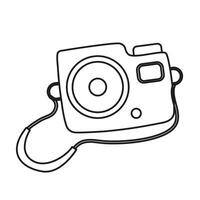 Hand drawn outline camera isolated on white background vector