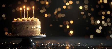 Birthday Cake with Candle and Blank Space for Personalization or Message photo