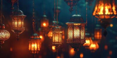 Realistic 3D Ramadan Lantern Hanging Decorations, Stunning Islamic Object Collection for Festive Displays photo
