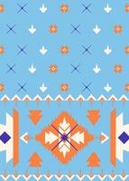 geometric square and triangle shape tribal pattern for fabric, tile and carpet on a blue color background vector