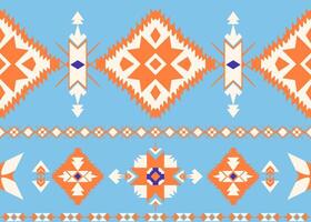 A geometric square and triangle shape ethnic pattern adorns Native American fabric, tiles and carpets in a illustration vector