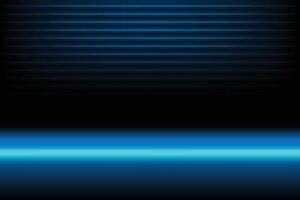 horizontal laser line neon blue lighting on black color background, light lines of movement and speed in neon vector