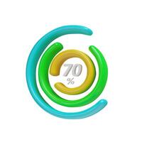 3d render circle diagram infographic object downloading. Rotation round cycle scheme process template. graph of data, timeline process, statistic info. 70 percent template of completion. vector