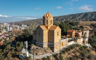 Aerial view of Tabor Monastery of the Transfiguration in Tbilisi photo