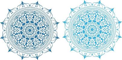 Two circular designs with blue and white designs vector