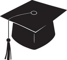 A black graduation cap with a tassel vector