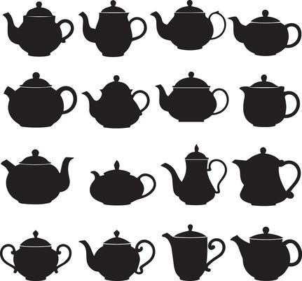 Tea pot silhouette set illustration