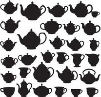 Tea pot silhouette set illustration vector