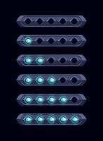 Illuminated Circuit Strips. Horizontal filling scale with five cells filled with sparkling crystals vector