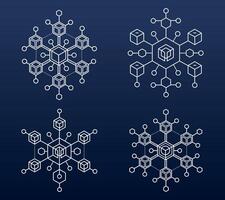 Blockchain Network Concept with Snowflake Structure. Digital Cryptocurrency System in a Geometric Design vector