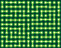 Radiant Green Tech Grid. Digital Pattern with Pulsing Neural Pathways. Bright Green Neon Maze Circuit Pattern vector