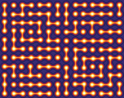Neon Red Data Stream. Glowing Cyber Maze. Abstract Red High-Tech Network with Electric Connections