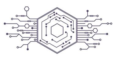 Cybernetic Chipset Pattern. Digital Circuit Schematic Representing AI and Cyber Networks vector