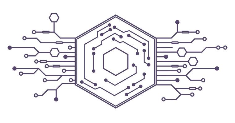 Cybernetic Chipset Pattern. Digital Circuit Schematic Representing AI and Cyber Networks