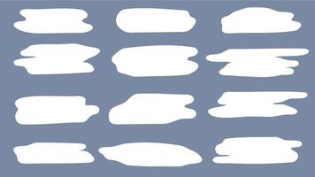 Set of irregular white hand-drawn text boxes on a muted blue background, ideal for note-taking, labels, or graphic design. vector