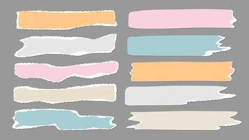 Pastel Torn Paper Pieces and Memo Strips Minimalist Decorative Elements for Bullet Journals, Planners, and DIY Crafting vector
