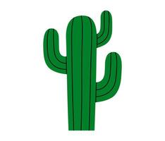 Hand drawn cute cartoon illustration of cactus. Flat thorny desert plant in doodle style. System network error icon. Not found mistake. Emptiness or loneliness sticker concept. Isolated. vector