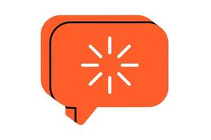 Hand drawn cute cartoon illustration of speech bubble with loading circle. Flat download progress message doodle. Online waiting status. Social media upload icon. Refresh sign. Isolated. vector