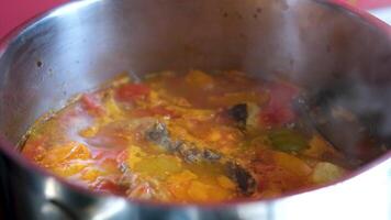 asian recipe fish with tomatoes popular in vietnam soup fry pieces of fish stew with tomatoes in its own juice video
