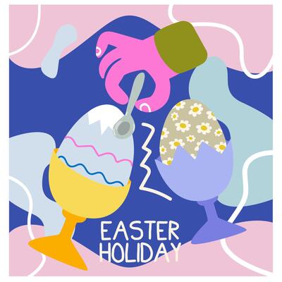 Easter colorful eggs. Attributes of the Easter holiday. Spring family holiday. Happy Easter abstract poster