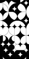 Bauhaus ornament background. Stars and circle, semicircle artistic monumental composition. Minimal geometric pattern in Scandinavian style. Mosaic panel for forging or stained glass frames vector
