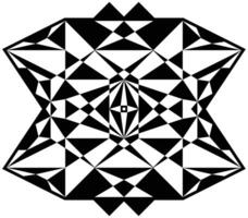 Geometric mystical pentagram. Yantra crystal sacred pattern of overlapping triangles. Mandalas black and white vector