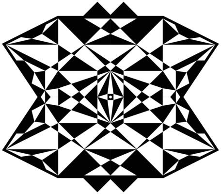 Geometric mystical pentagram. Yantra crystal sacred pattern of overlapping triangles. Mandalas black and white