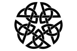 Celtic Pentacle tattoo, mystical knot in the shape of a five-pointed star. Magic pagan pentagram for alchemy wiccan ritual, witchcraft emblem, esoteric symbol isolated on white background vector