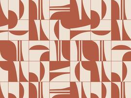 Linear smooth and square abstract pattern drawing with brown color on beige background vector