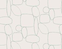Sea stone wall stylish pattern with green drawing on beige color background vector