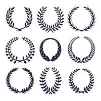 Nine Laurel Wreaths Circular, Elegant, Award, Design, , Symbols, Graphics, Elements, Templates vector