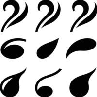 Abstract Black Swirl and Drop Shapes Design Elements Set vector