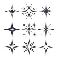 Sparkling Starburst Icons Nine Diverse Designs for Graphic Design vector