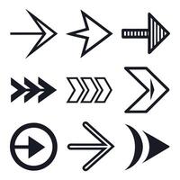 Nine Stylish Arrow Icons Direction, Navigation, Interface Design vector