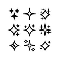 Sparkling Star Icons Nine Glittering Shine Design Elements vector
