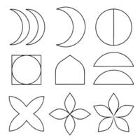Geometric Shapes Moons, Circles, Flowers, and Architectural Forms vector
