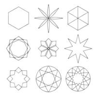 Geometric Shapes Hexagons, Stars, and Mandalalike Designs vector