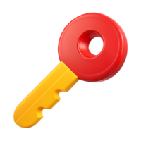 Red Yellow Key 3D icon isolated on transparent background png