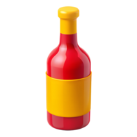 A red and yellow wine bottle with a yellow label png