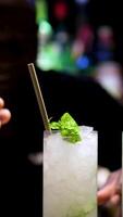 Super Slow Motion Shot of Prepairing Fresh Mojito Drink on Bar With Camera Motion video