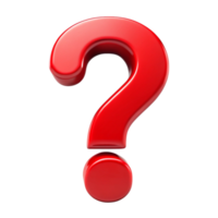 3d red question mark shape query symbol punctuation is isolated on transparent background png
