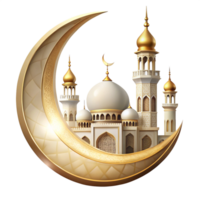 festive ramadan scene with crescent 3d moon is isolated on transparent background png